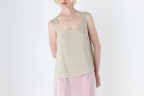 90s Relaxed, Neutral Floaty Layered Tank Top