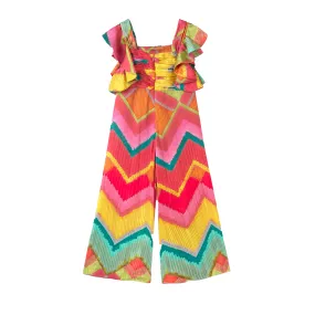 Abel&Lula Girl's Fuchsia Satin Print Jumpsuit Better Cotton