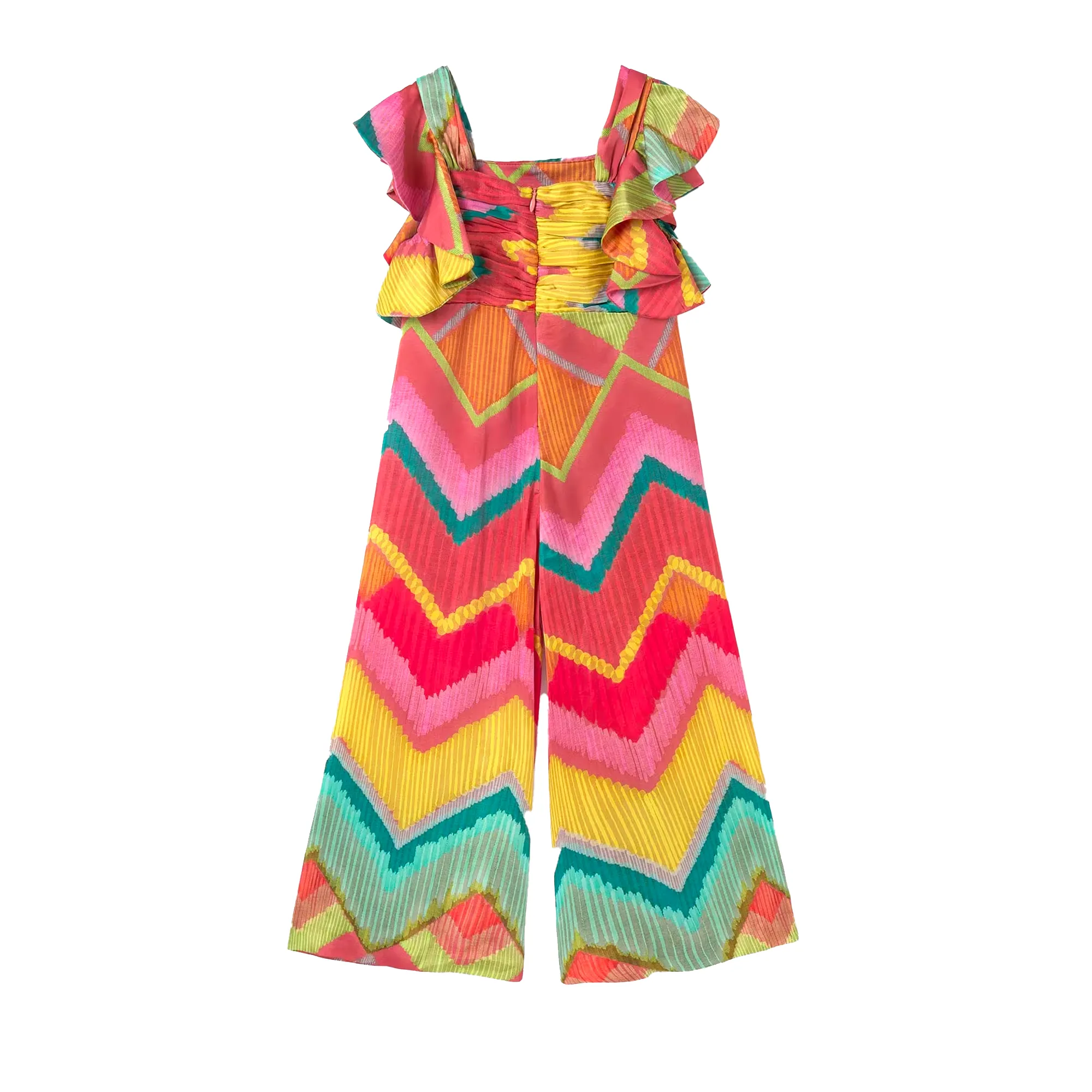 Abel&Lula Girl's Fuchsia Satin Print Jumpsuit Better Cotton