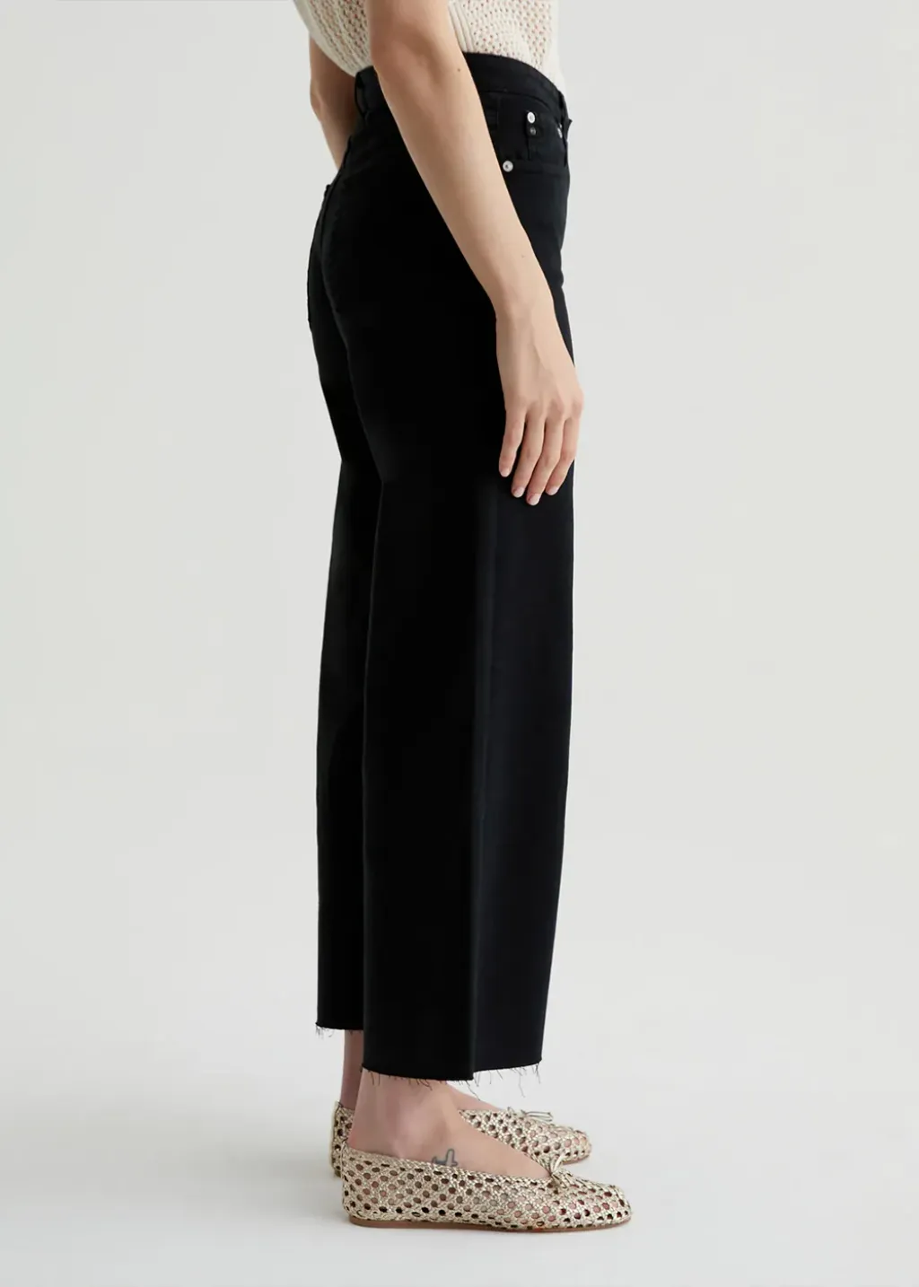 AG Saige Wide Leg Crop in Sulfur Black