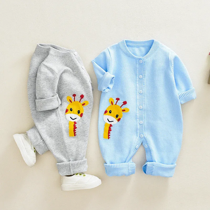 Baby Knitted Sweater Romper Fawn Pattern