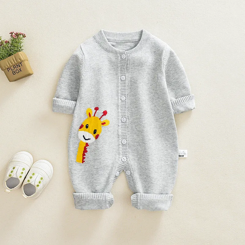 Baby Knitted Sweater Romper Fawn Pattern