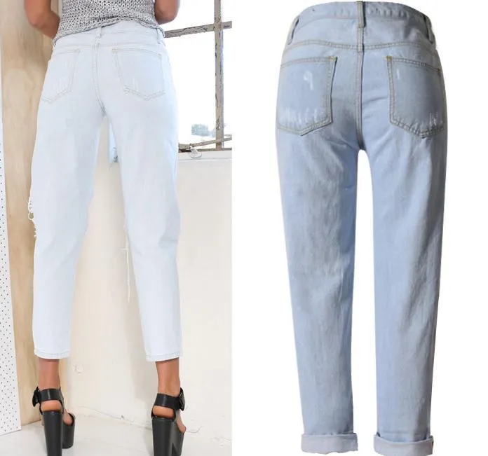 BF Big Holes Loose 9/10 High Waist Jeans