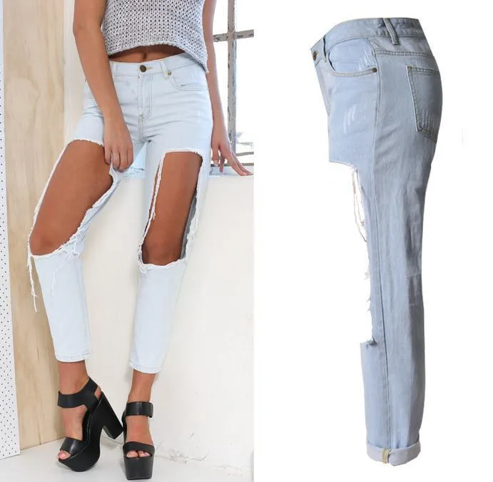 BF Big Holes Loose 9/10 High Waist Jeans