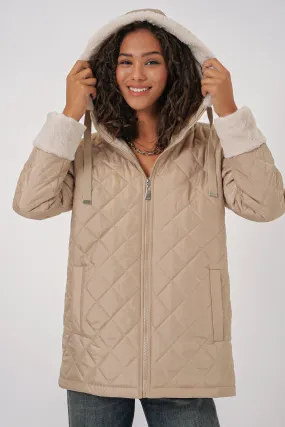 BGD Women Hooded Quilted Jacket - Beige - Giurgiu