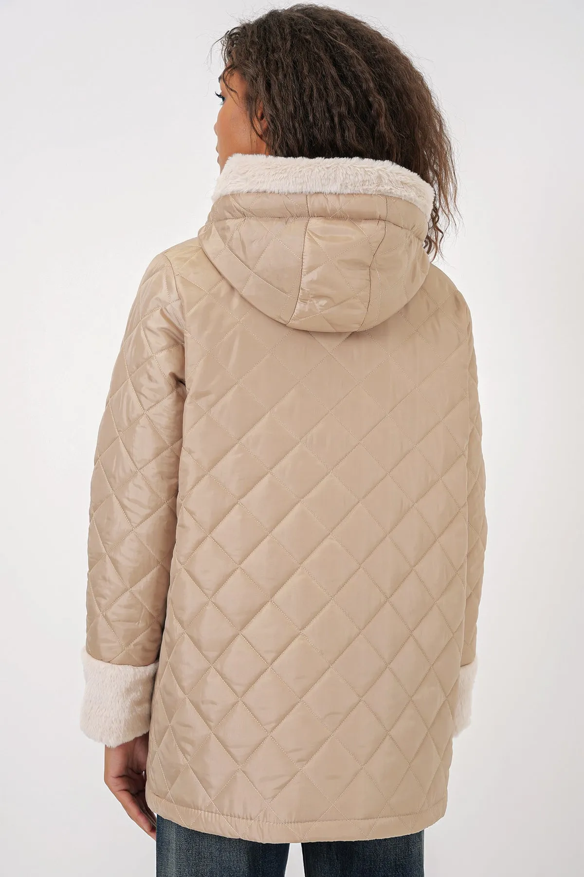 BGD Women Hooded Quilted Jacket - Beige - Giurgiu