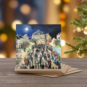 Christmas Market - Set of 6 Christmas Note Cards with Message