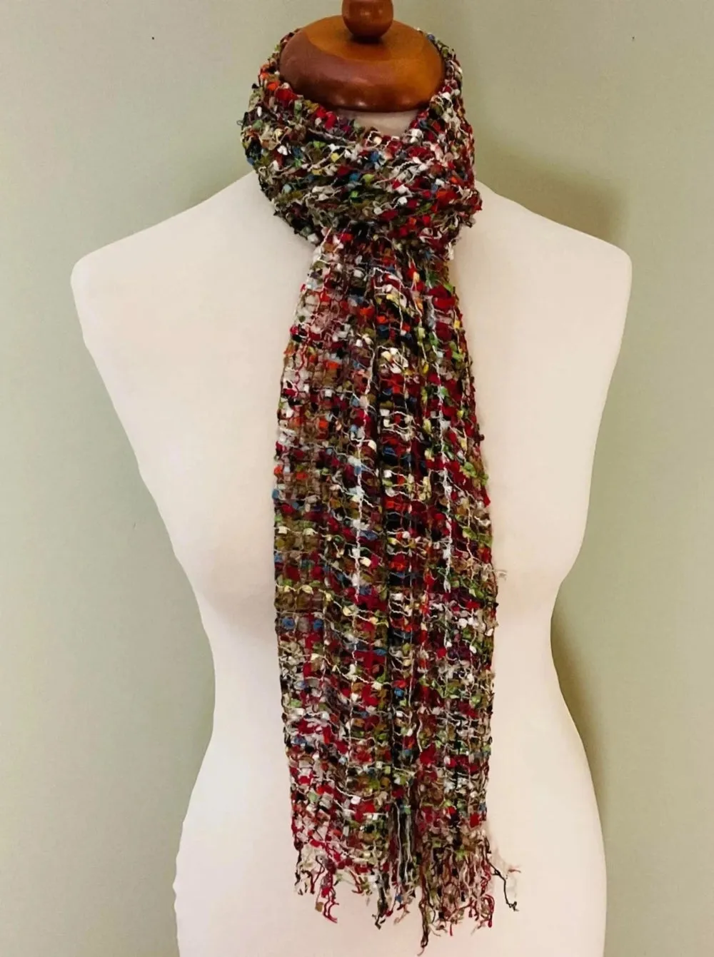 Confetti Scarf Viscose Open Weave Red and Black Multi Colours For All Seasons