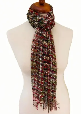 Confetti Scarf Viscose Open Weave Red and Black Multi Colours For All Seasons