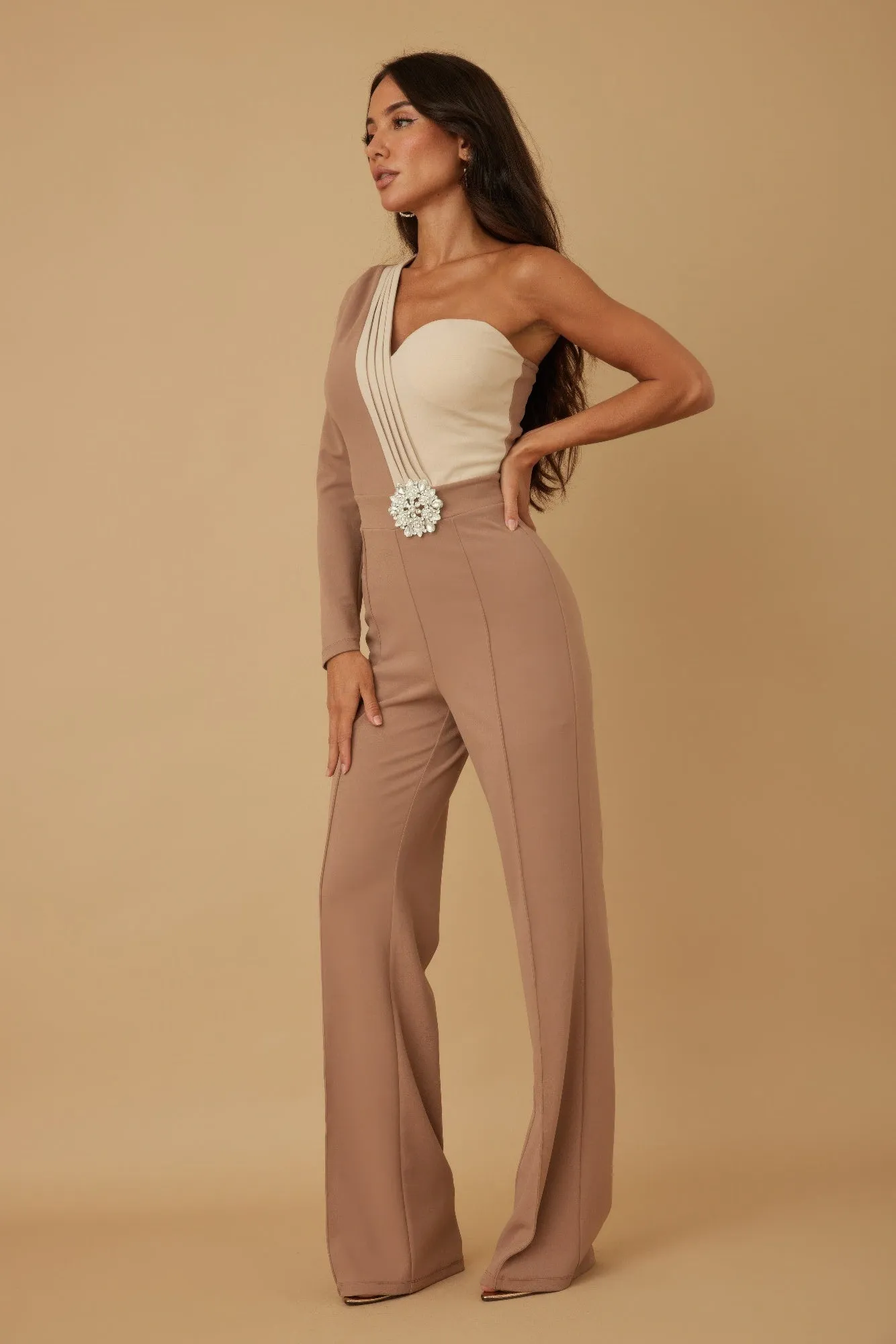 Crystal Snowflake One Sleeve Jumpsuit