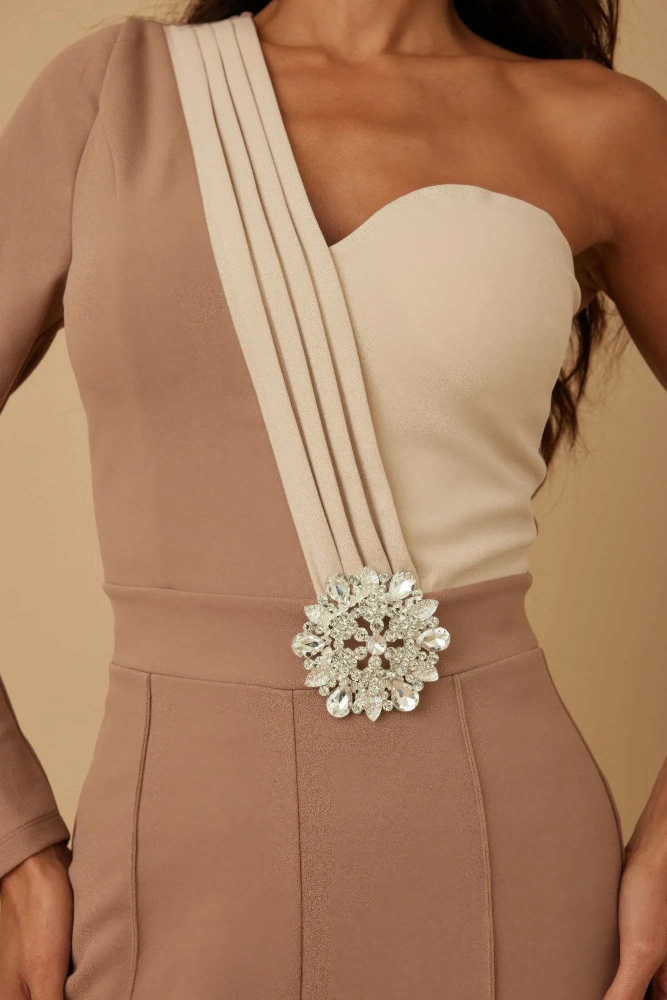 Crystal Snowflake One Sleeve Jumpsuit