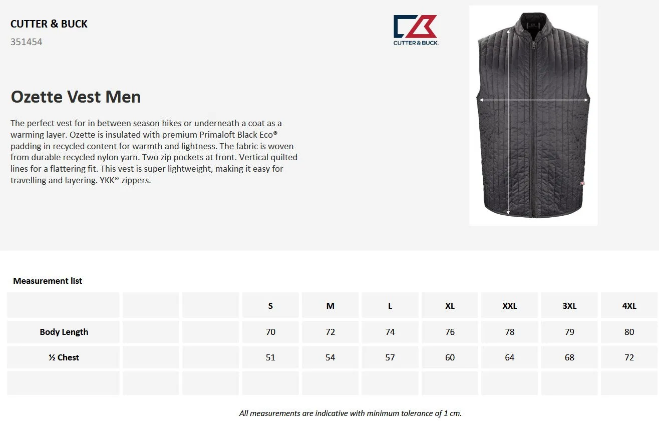Cutter & Buck Ozette Men's Padded Body Warmer | Lightweight | Quilted | Navy/Black | S-4XL