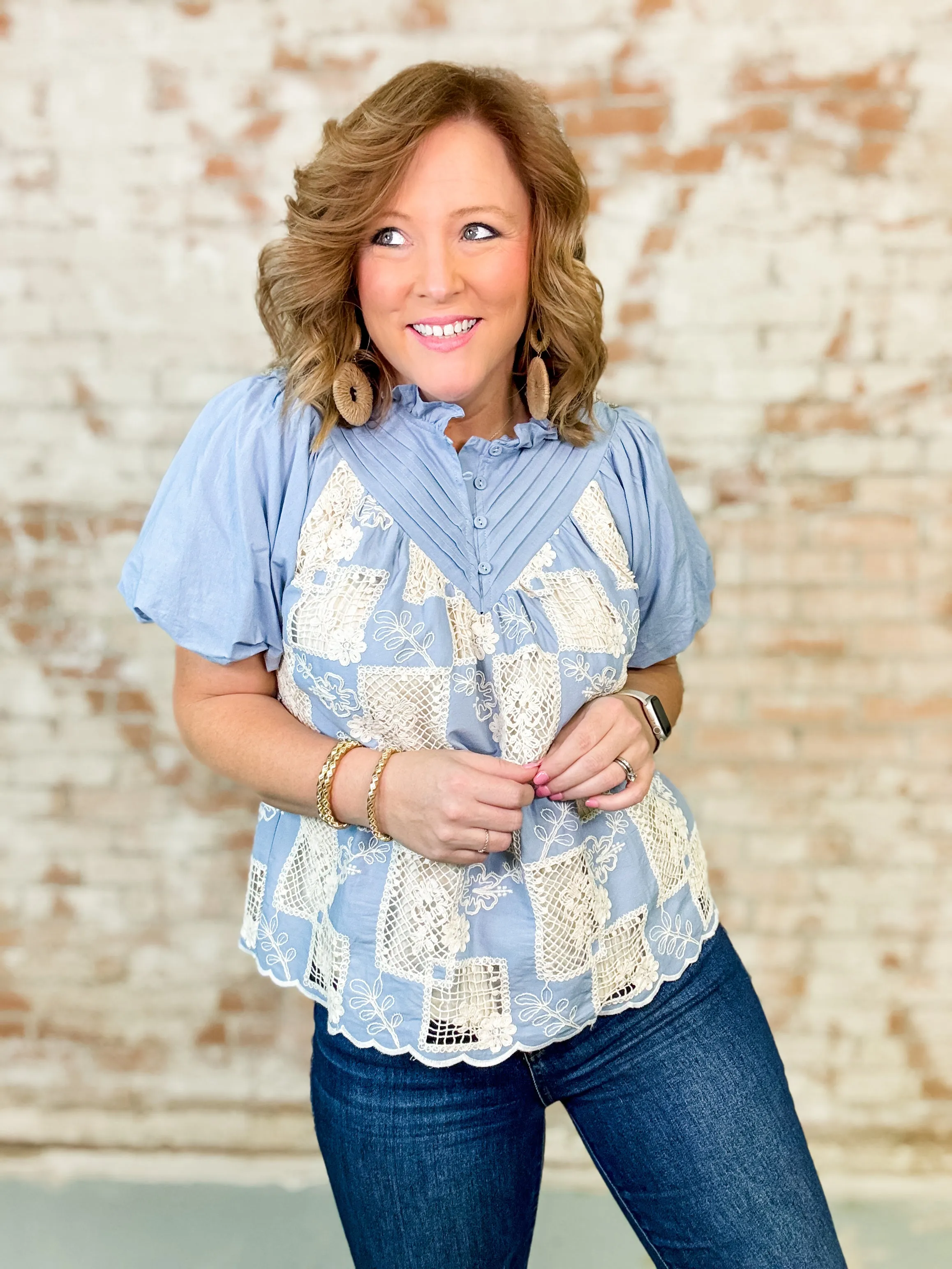 Delaney Crochet   Pintuck Top