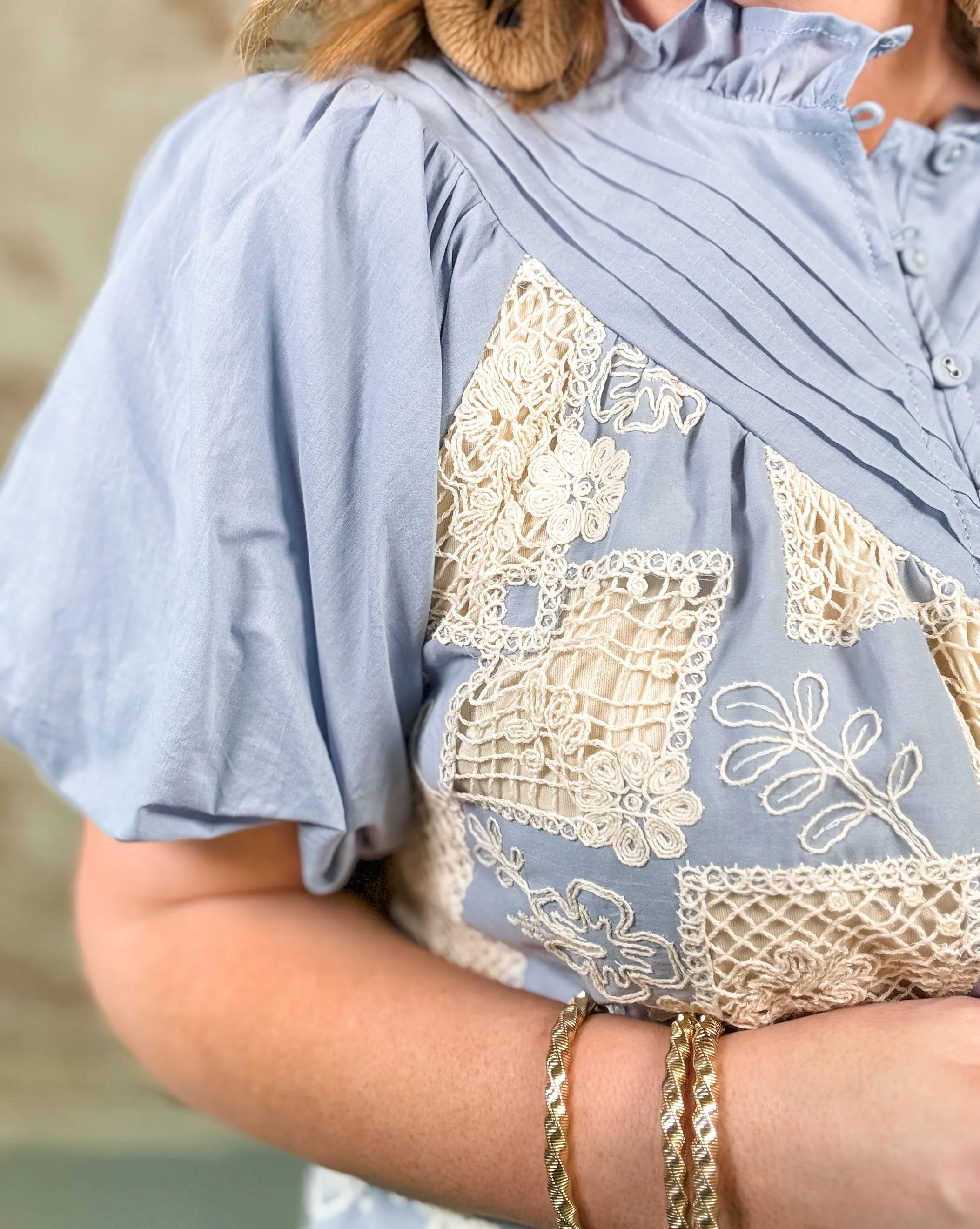 Delaney Crochet   Pintuck Top