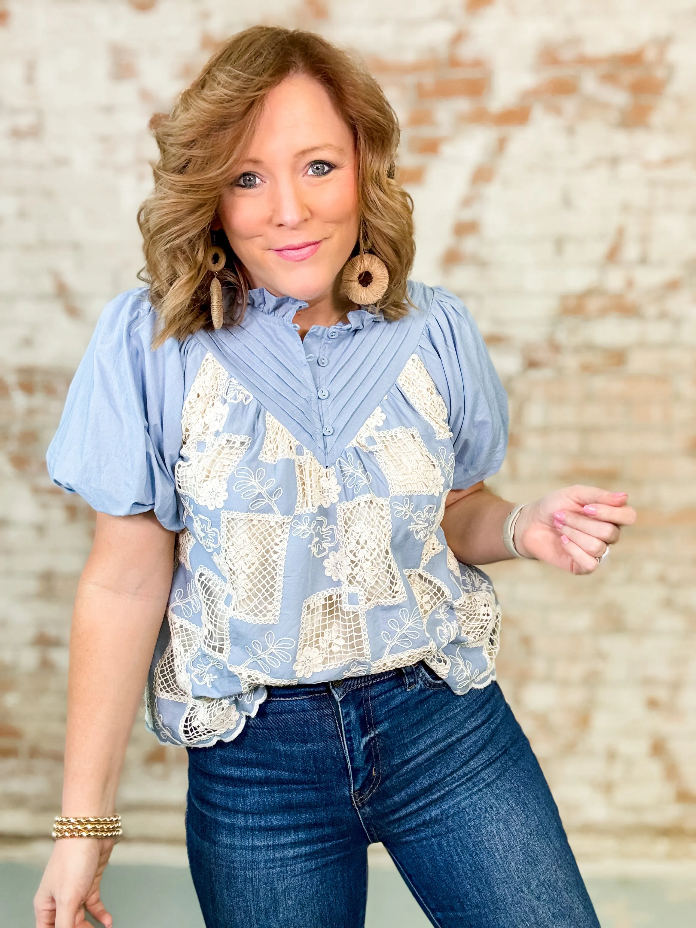 Delaney Crochet   Pintuck Top