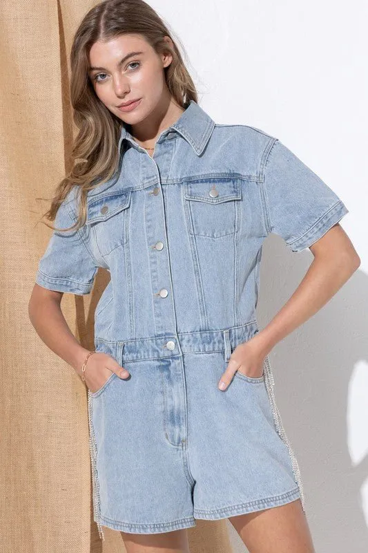Denim Romper Shorts