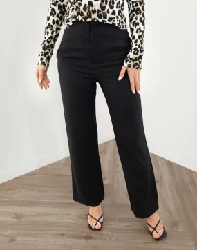 Elyse Pants - High Waist Linen Pants - Black