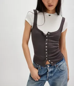 End Game Pointelle Tank- Volcanic Glass