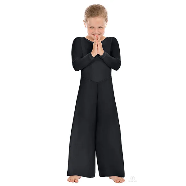 Eurotard 13842C Girls Simplicty Long Sleeve Wide Leg Praise Jumpsuit