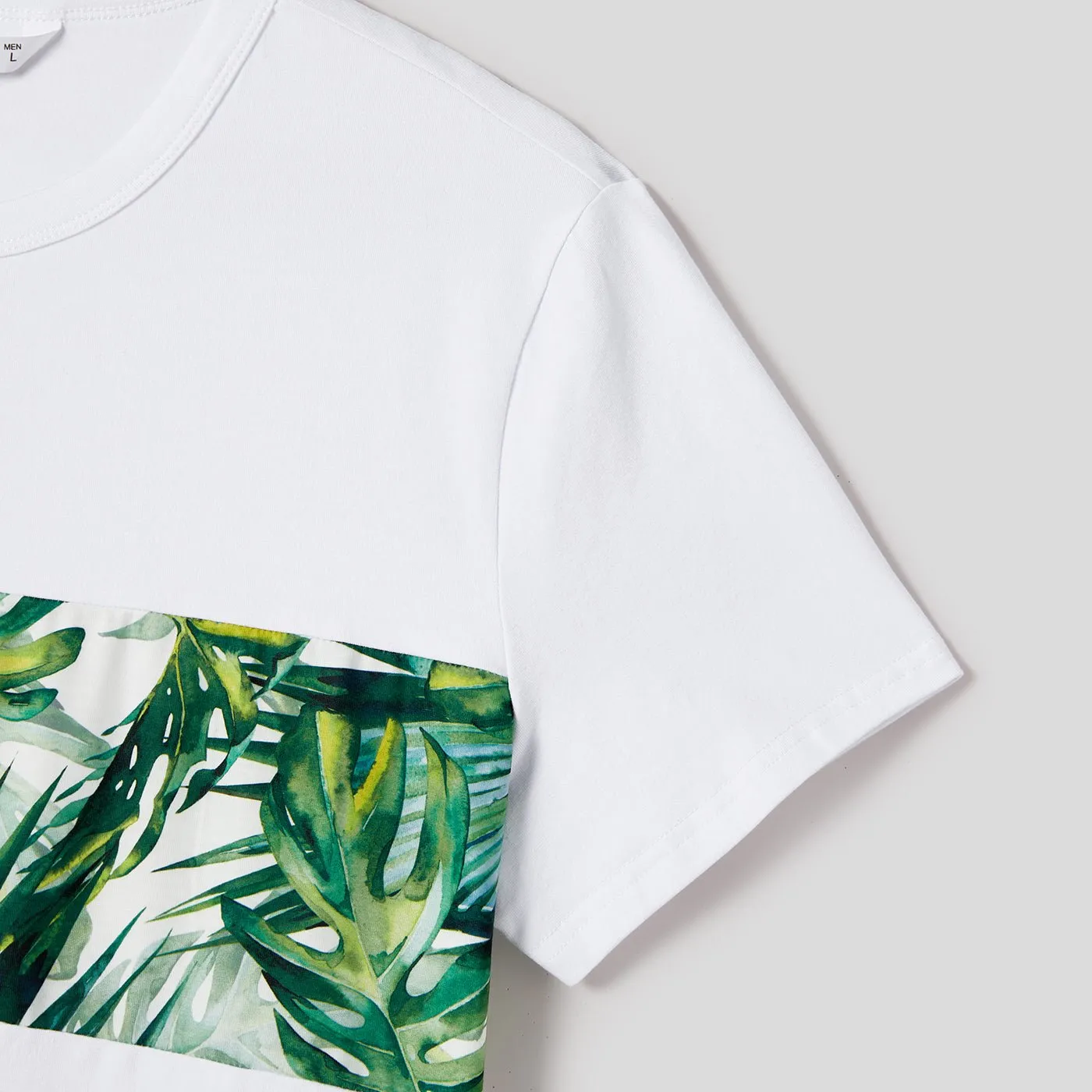 Family Matching Allover Plant Print Belted Tank Dresses and Short-sleeve T-shirts Sets