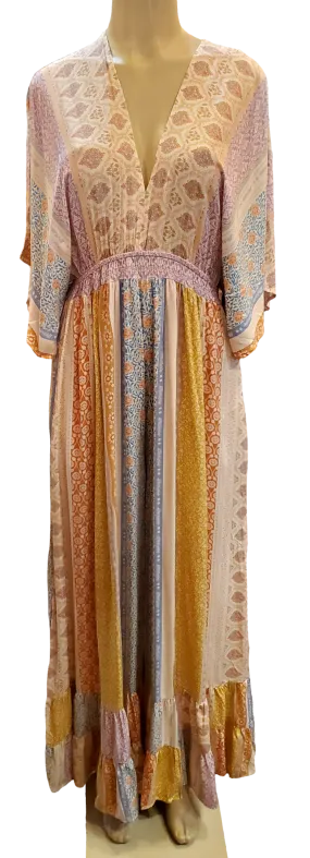 Floral Striped Kimono Sleeved Wide Leg Jumpsuit