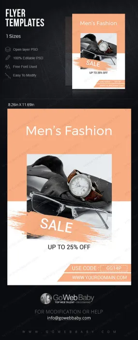 Flyer templates - Men's fashion store for website marketing