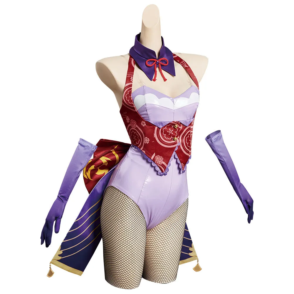 Genshin Impact Beelzebul Raiden Shogun Halloween Carnival Suit Cosplay Costume Bunny Girl Jumpsuit Outfits