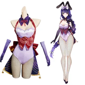 Genshin Impact Beelzebul Raiden Shogun Halloween Carnival Suit Cosplay Costume Bunny Girl Jumpsuit Outfits
