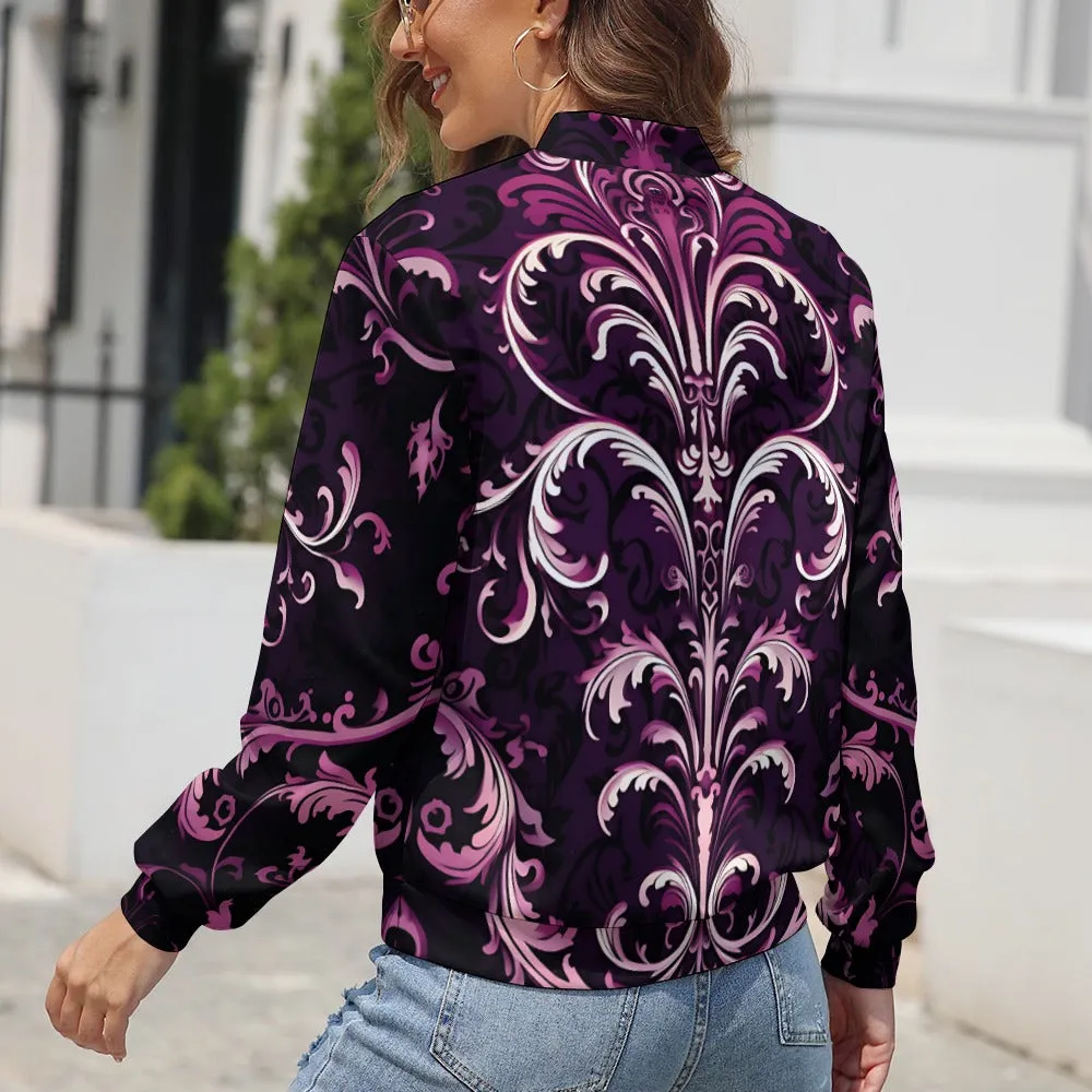 Gothic Purple Waves Long Sleeve Zipper Jacket