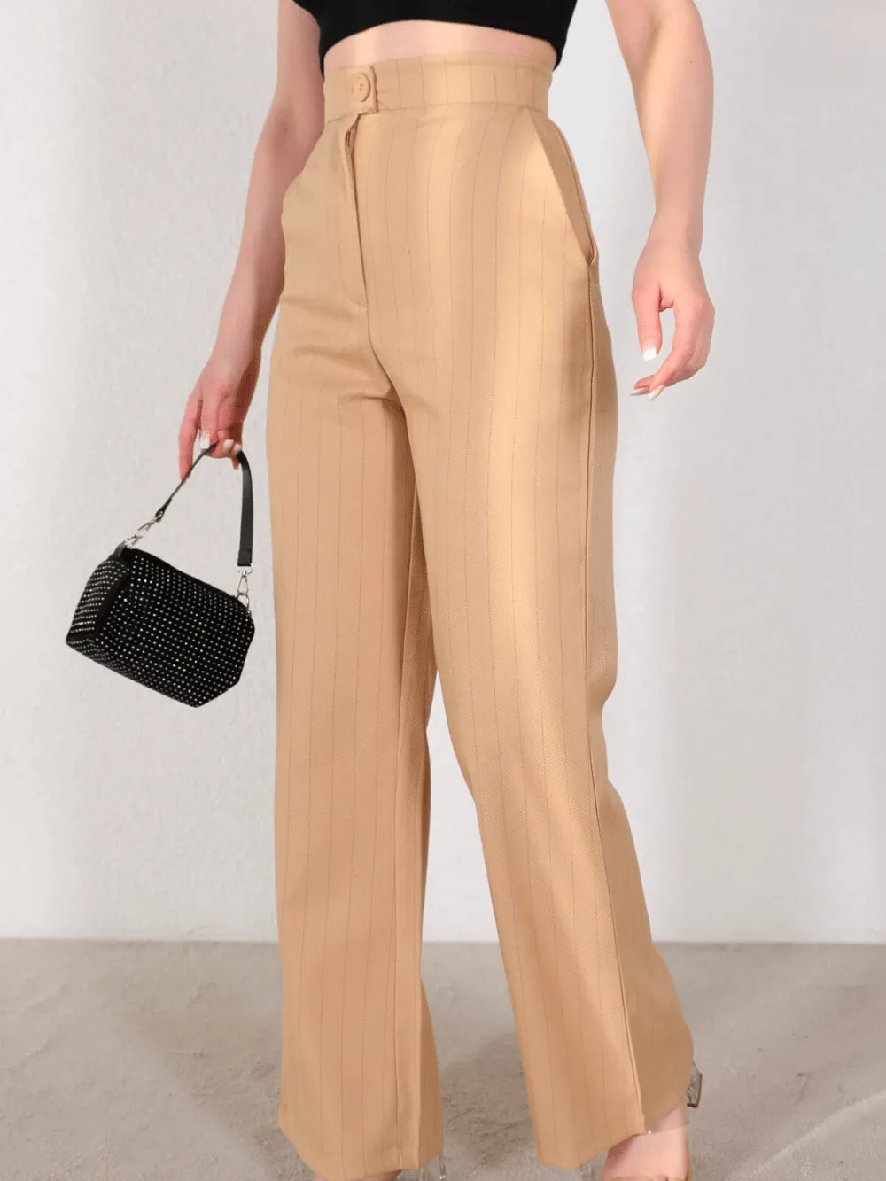High Waist Beige Pants