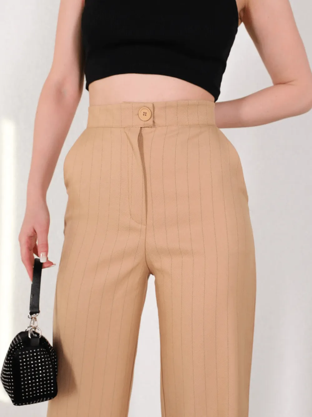 High Waist Beige Pants