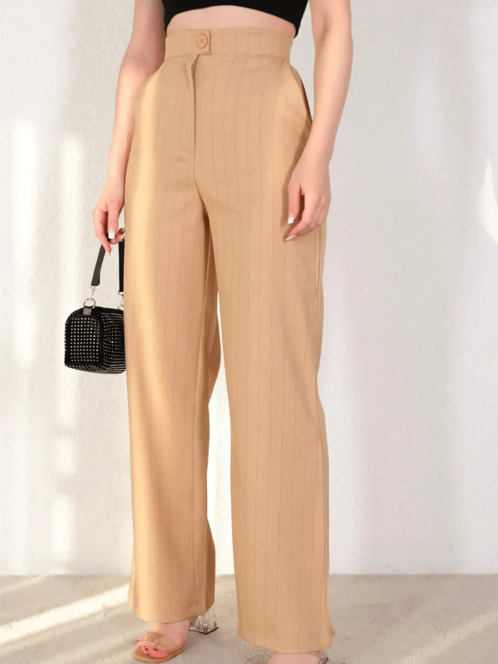 High Waist Beige Pants