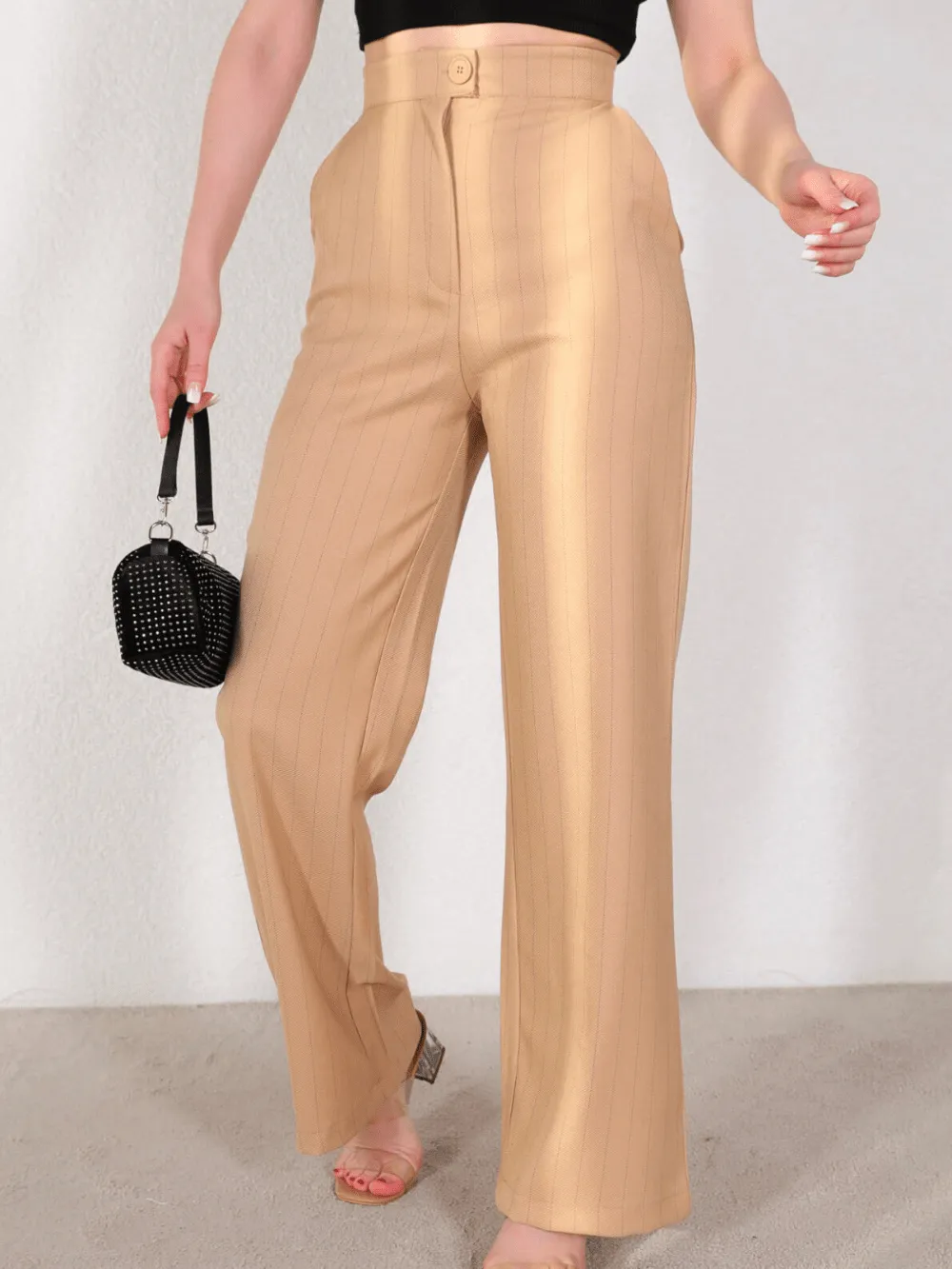 High Waist Beige Pants