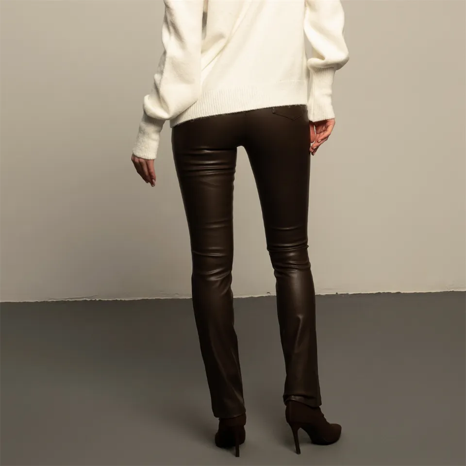 High Waist Dark Vegan Leather Pants