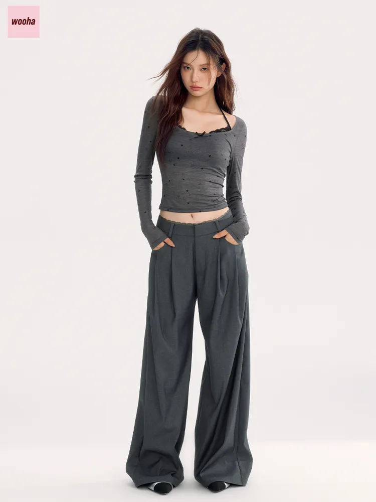 High-Waist Loose Straight Casual Wide-Pants