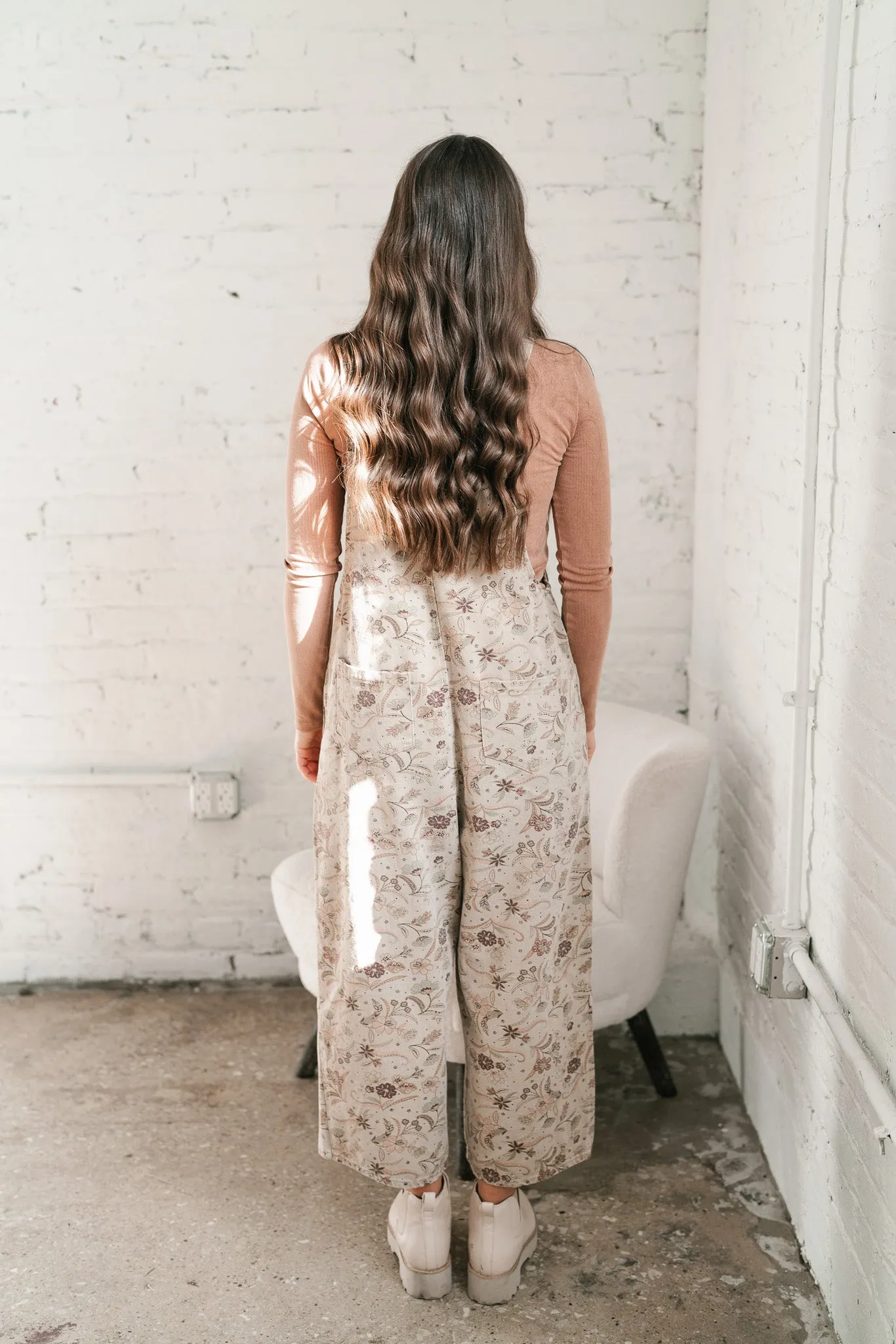 Juniper Floral Print Twill Jumpsuit - Faded Olive