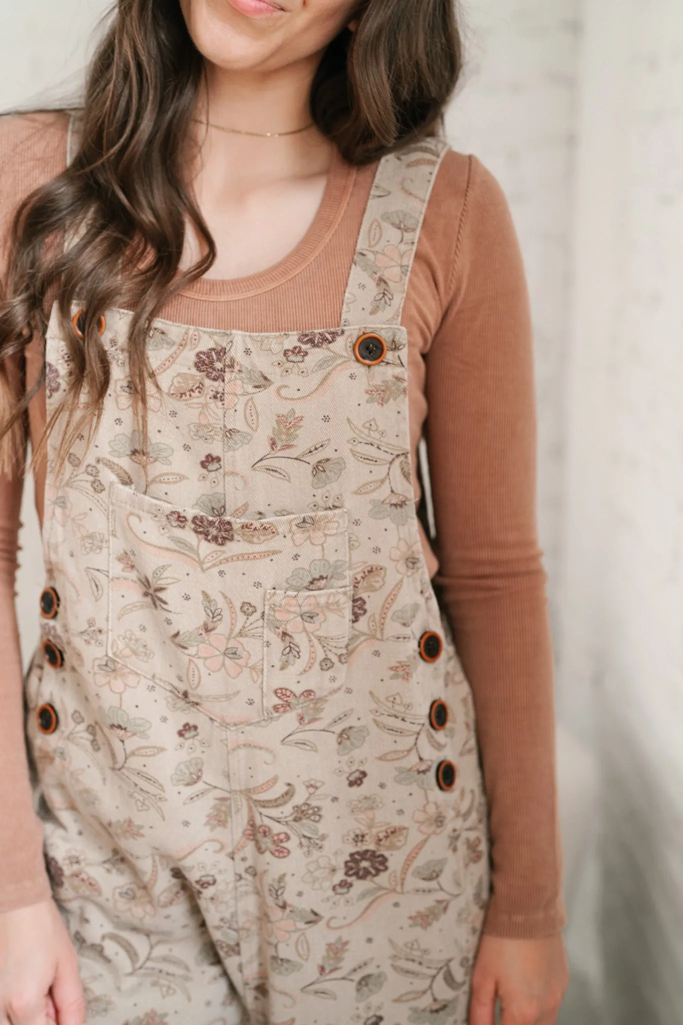 Juniper Floral Print Twill Jumpsuit - Faded Olive