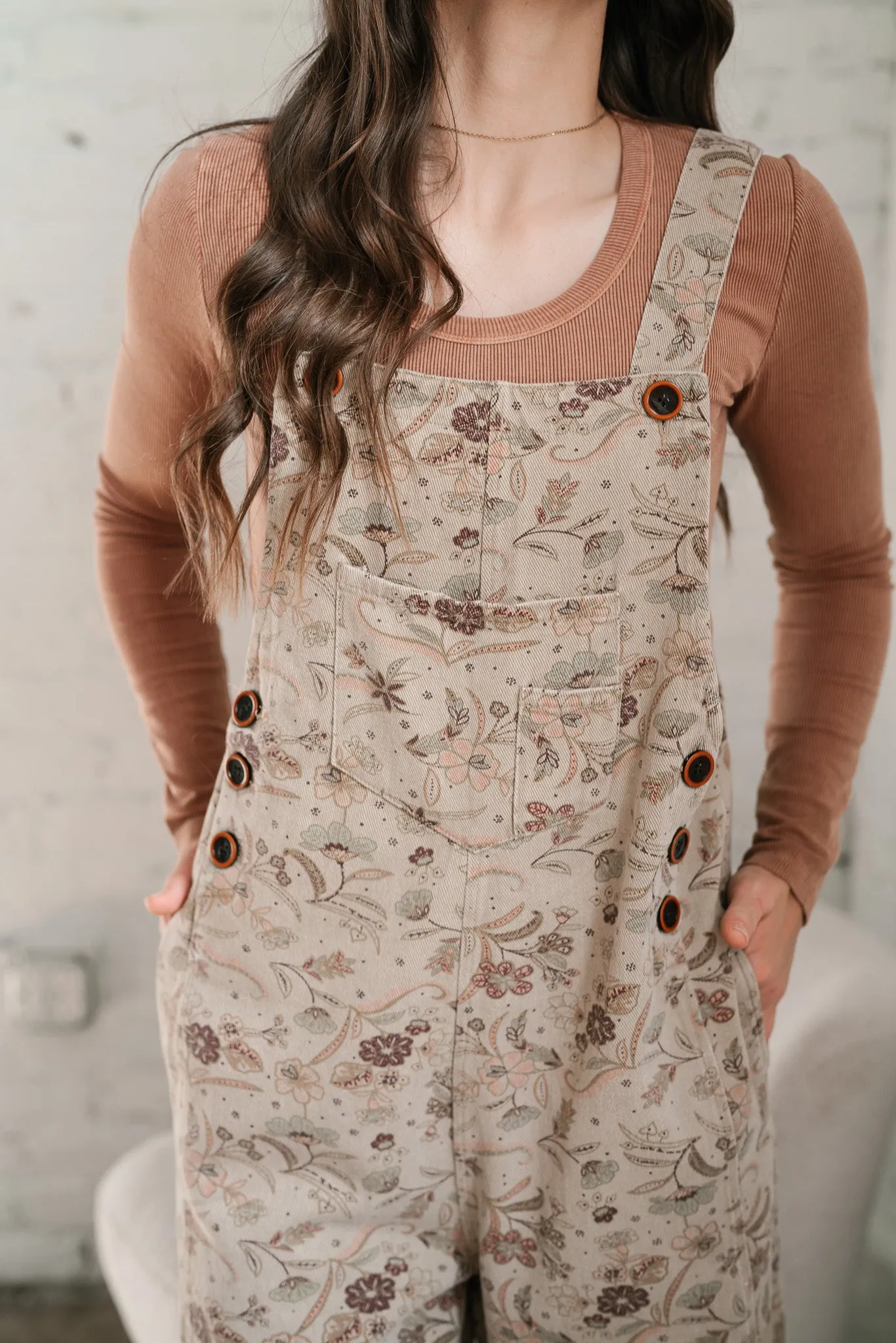 Juniper Floral Print Twill Jumpsuit - Faded Olive