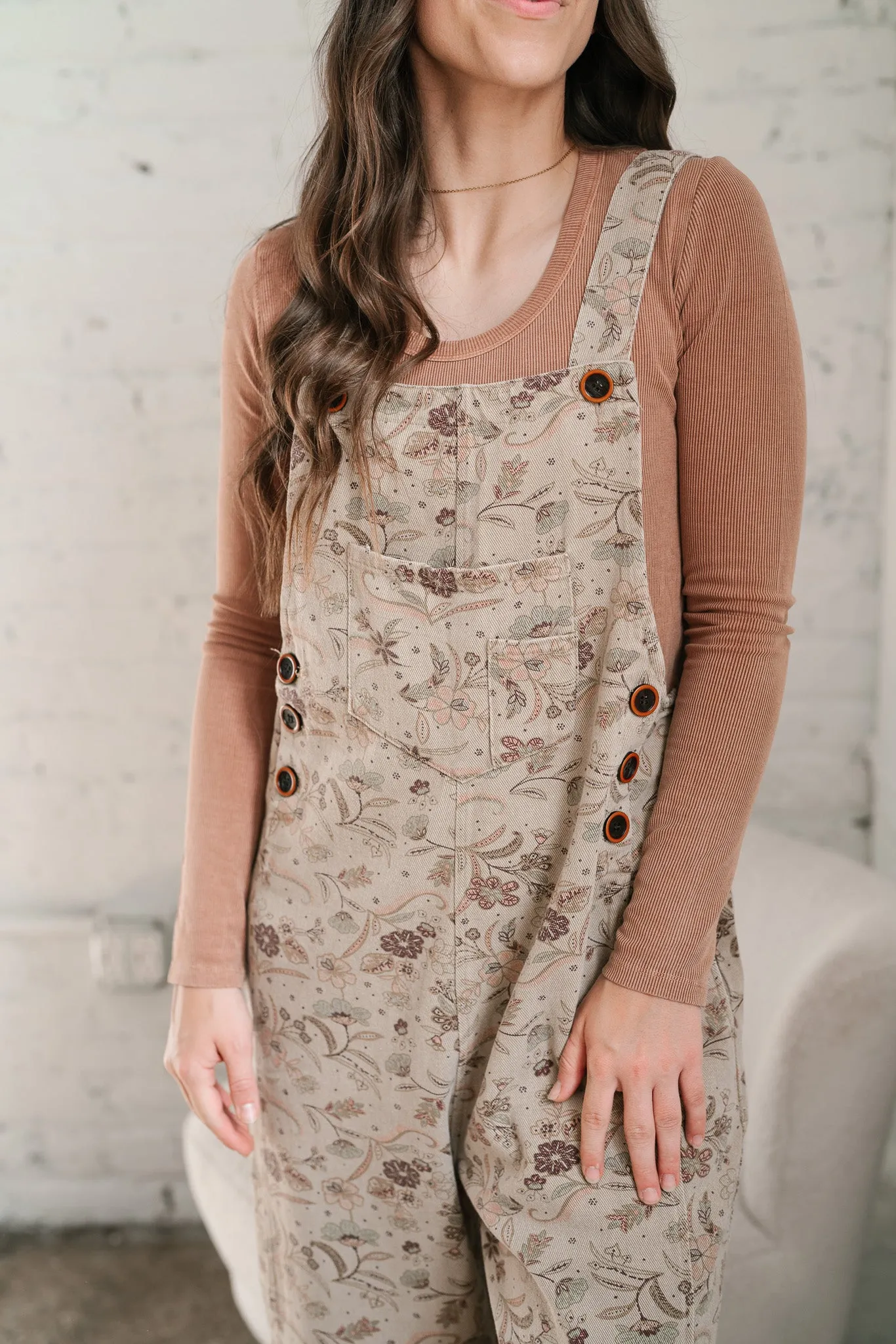 Juniper Floral Print Twill Jumpsuit - Faded Olive