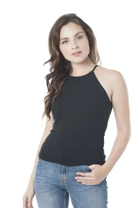 Khanomak High Neck Racer Back Ribbed Cami Tank Top