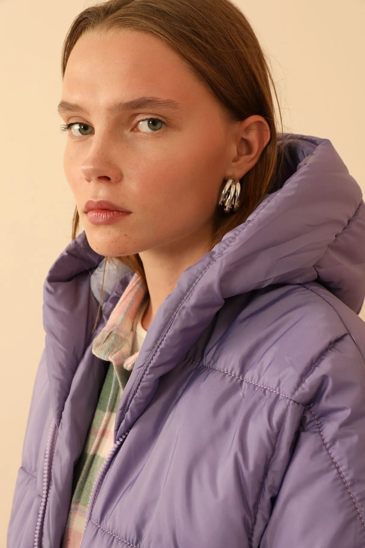 KKT Long Sleeve Oversize Women Coat - Lilac - Crewe