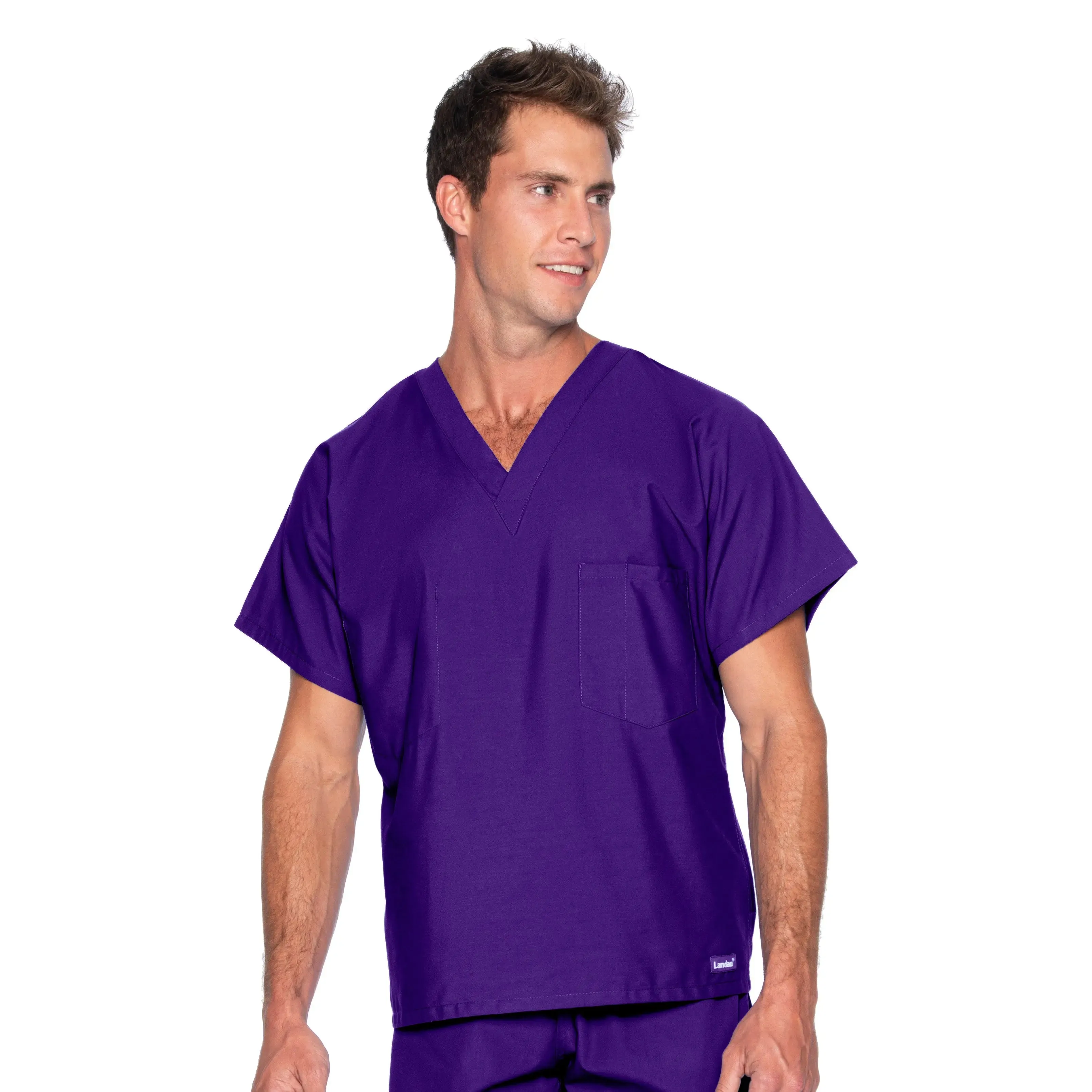 Landau Essentials Unisex 1-Pocket V-Neck Scrub Top