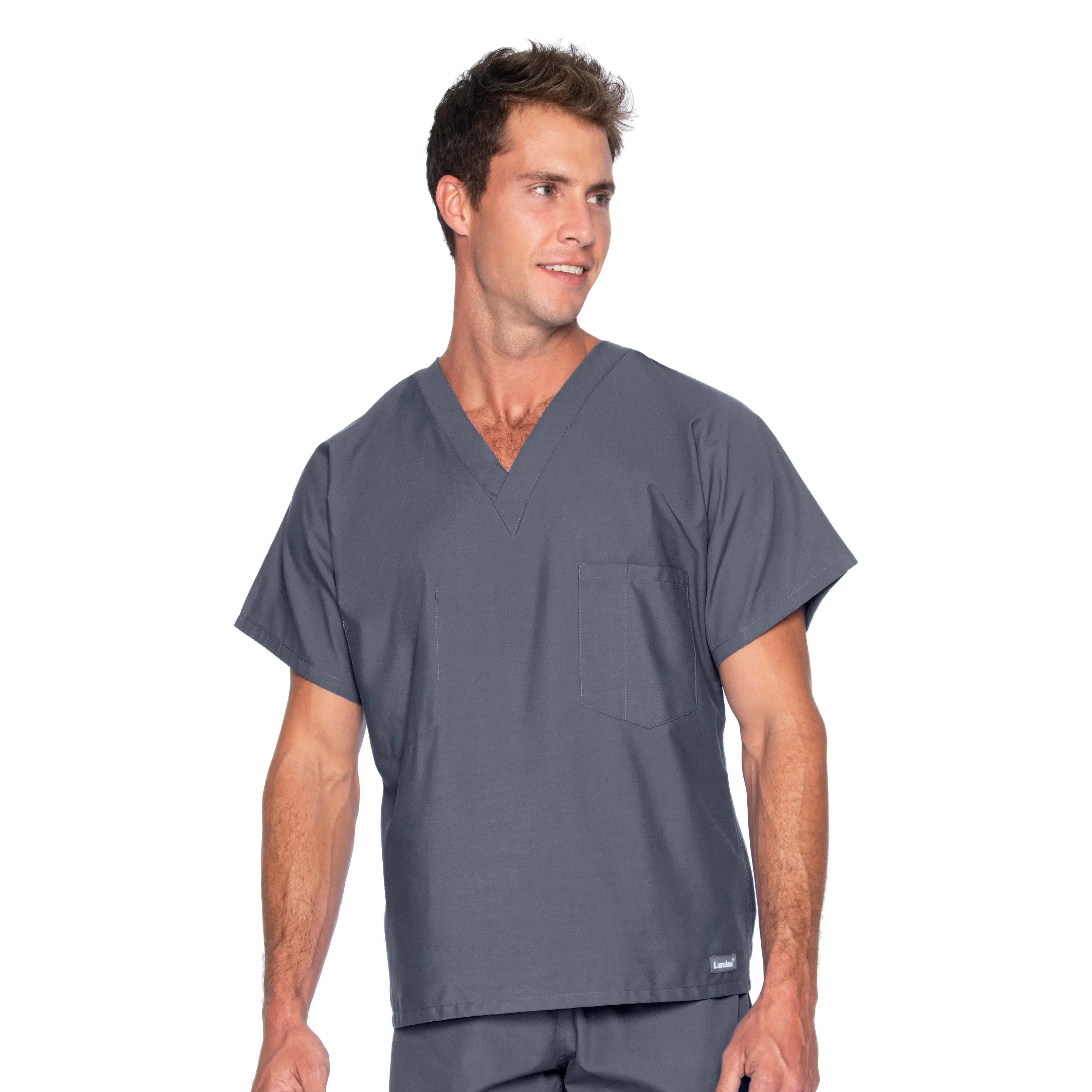 Landau Essentials Unisex 1-Pocket V-Neck Scrub Top