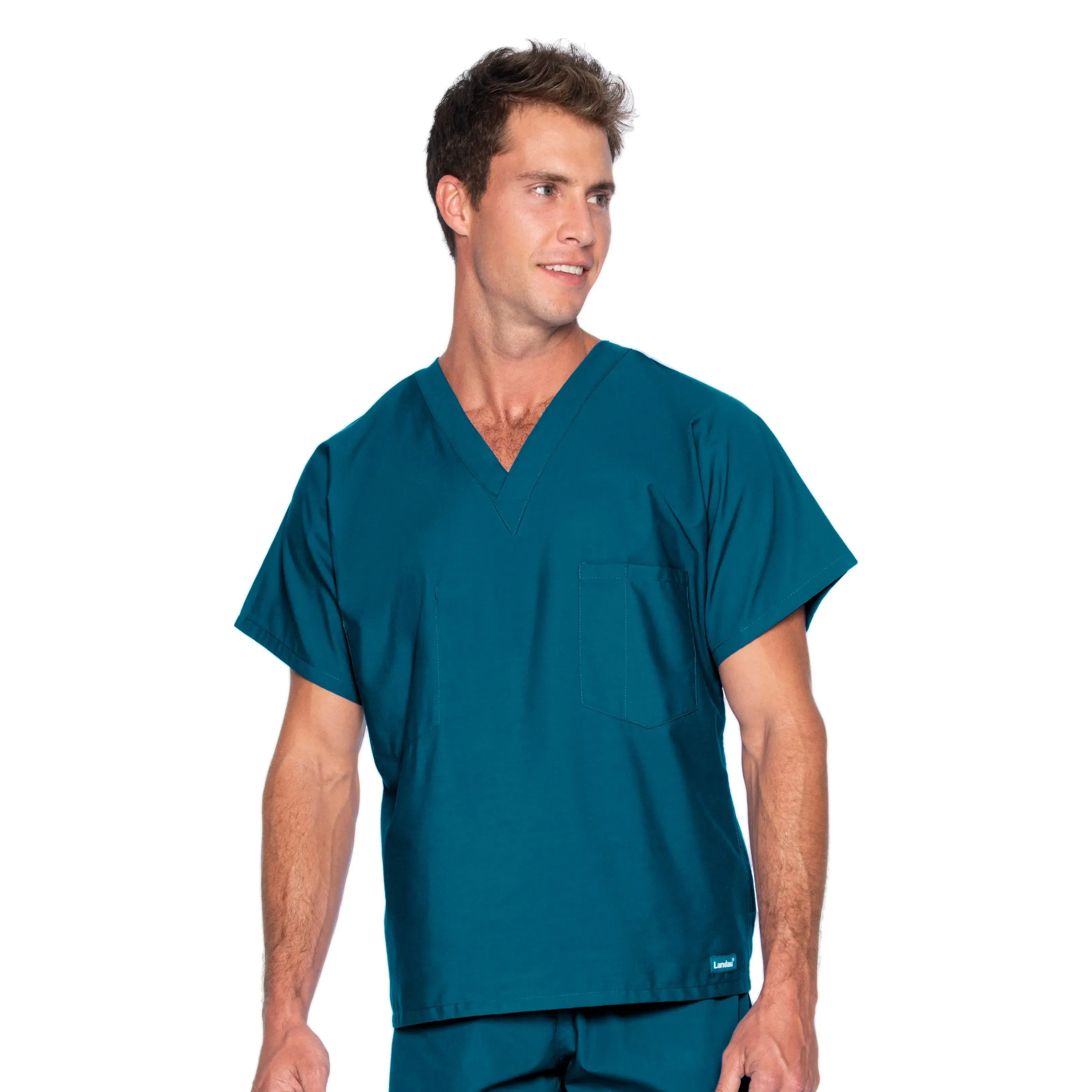 Landau Essentials Unisex 1-Pocket V-Neck Scrub Top