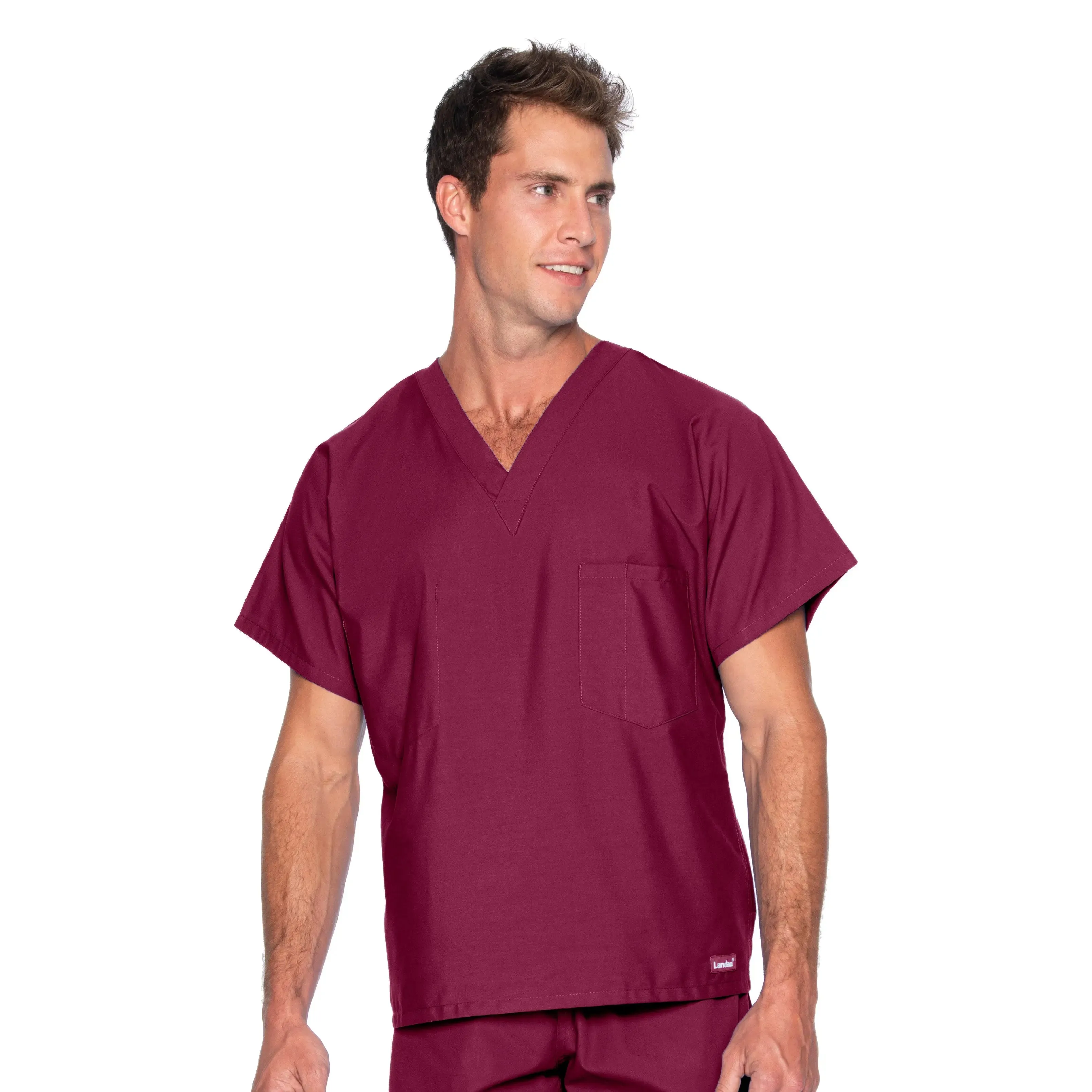 Landau Essentials Unisex 1-Pocket V-Neck Scrub Top