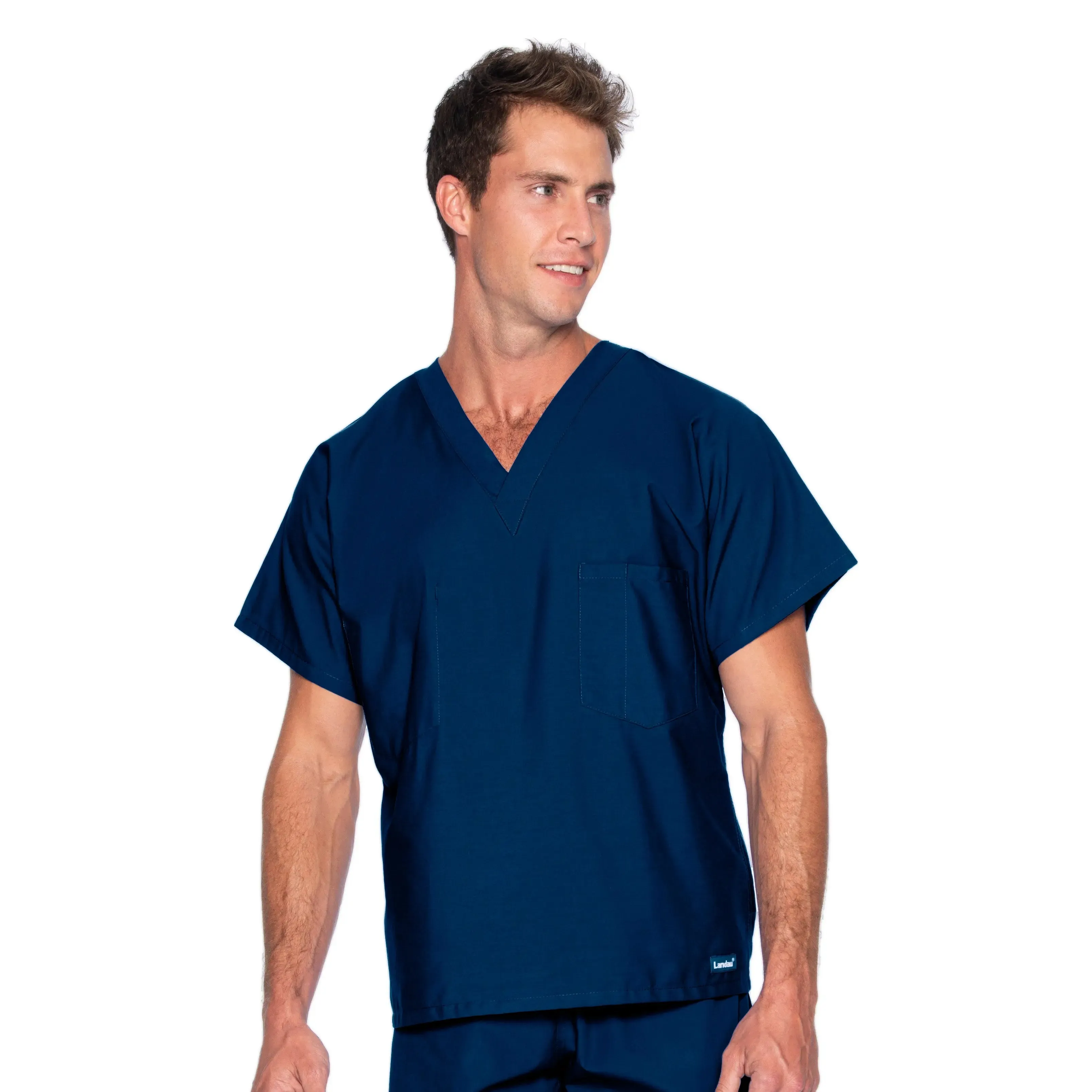 Landau Essentials Unisex 1-Pocket V-Neck Scrub Top