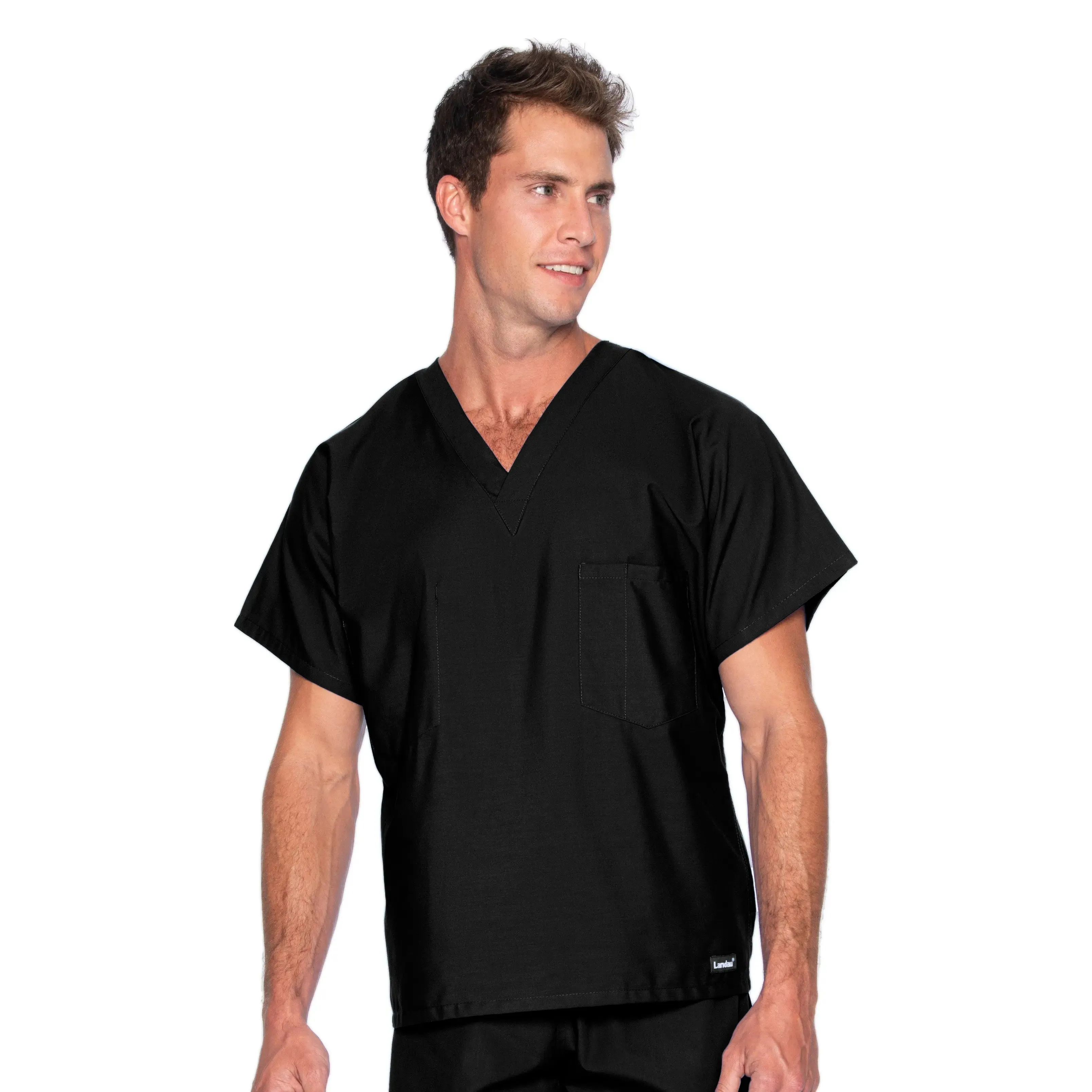 Landau Essentials Unisex 1-Pocket V-Neck Scrub Top