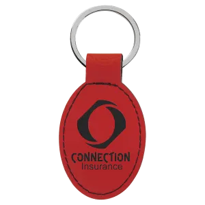 Leatherette Oval Keychain