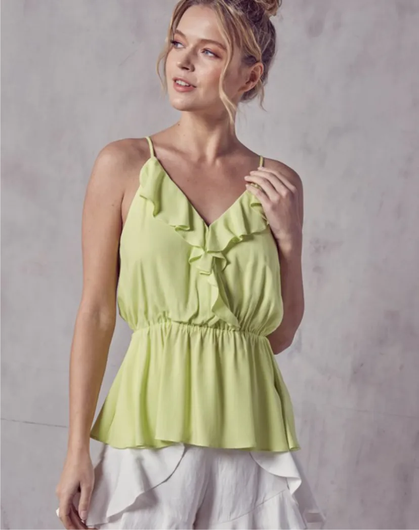 LEMON CROSS BACK SPAGHETTI TOP