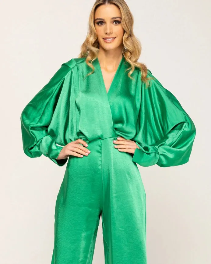 Long satin jumpsuit